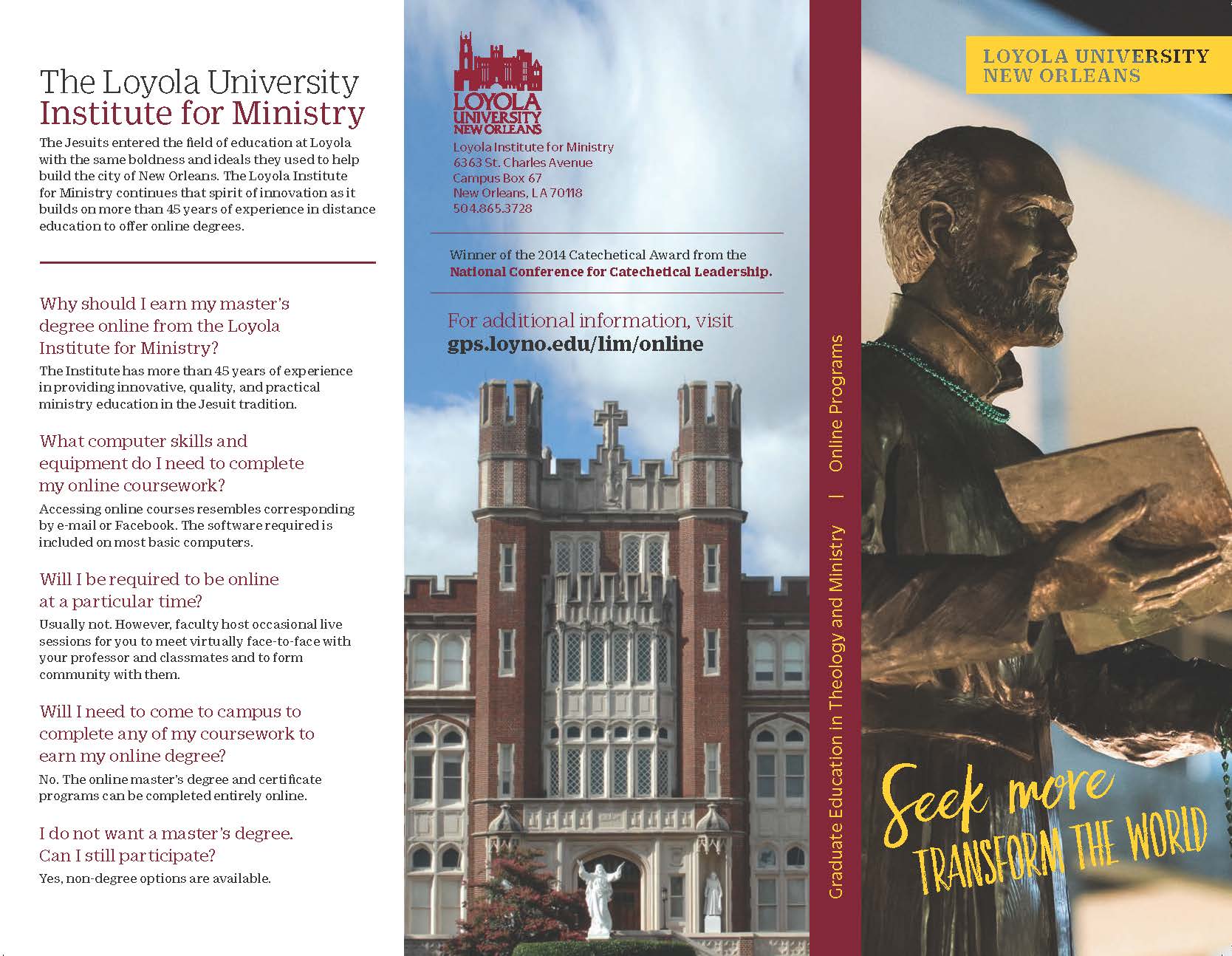 Loyola University Master’s Degree in Theology or Ministry St. Matthew
